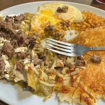 Pacific Cafe - Chilaquiles with beans subbed for hashbrowns. - Breakfast & Brunch Near Me - Oxnard, California