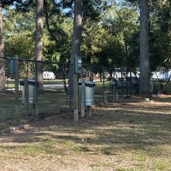 Washington Off-Leash Dog Park - Trash receptacles and watering station