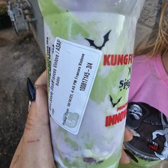 Kung Fu Tea - My original spooky slush, missing the bubbles I paid additional for. Listed on the sticker. - Bubble Tea Near Me - Turlock, California Kung Fu Tea - My original spooky slush, missing the bubbles I paid additional for. Listed on the sticker. - Bubble Tea Near Me - Turlock, California