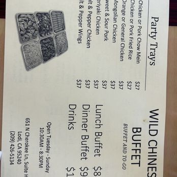 Wild Chinese Buffet - Menu 9/24/23 - Buffets Near Me - Lodi, California Wild Chinese Buffet - Menu 9/24/23 - Buffets Near Me - Lodi, California