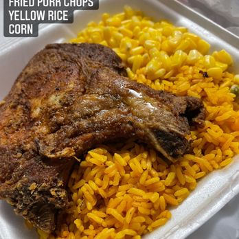 Islander's Cafe - fried pork chops and yellow rice - Caribbean Near Me - Hollywood, Florida Islander's Cafe - fried pork chops and yellow rice - Caribbean Near Me - Hollywood, Florida