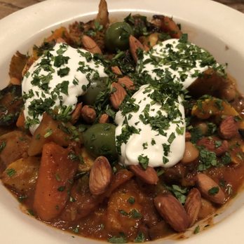 Nopa - Moroccan Vegetable Tagine, Taosted Almonds, Lemon Yogurt....really good and big serving! - New American Near Me - San Francisco, California Nopa - Moroccan Vegetable Tagine, Taosted Almonds, Lemon Yogurt....really good and big serving! - New American Near Me - San Francisco, California