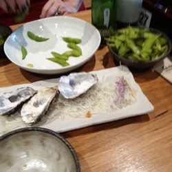Fukutontei Ramen - The remains of our oishi entree of edamame and deep fried oyster with spicy mayo
