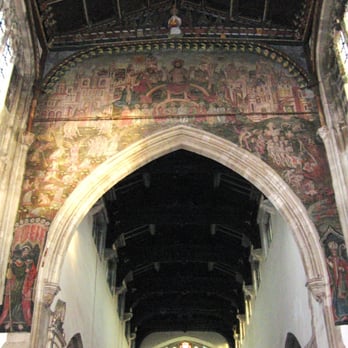 St Thomas's Church - The Doom painting, c. 1475. This splendid work of art is the most complete Doom painting in England. - Landmarks & Historical Buildings Near Me - Salisbury, WIL