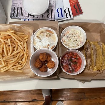 Flying Fish - Grilled Tilapia Tacos, Hushpuppy Basket, and Banana Pudding - Seafood Near Me - Memphis, Tennessee