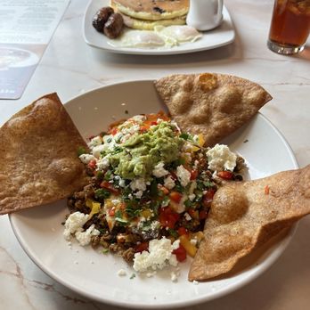 Silver Diner - Bison Huevos Ranchero, Buttermilk Pancakes and Eggs - Diners Near Me - Glen Allen, Virginia