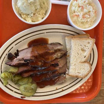 Ryan's Smokehouse - Brisket plate with potato salad & cole slaw - Smokehouse Near Me - Webster, Texas Ryan's Smokehouse - Brisket plate with potato salad & cole slaw - Smokehouse Near Me - Webster, Texas