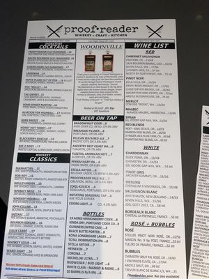 Menu photo 1 Proof Reader Whiskey + Craft + Kitchen Portland, OR Menu photo 1 Proof Reader Whiskey + Craft + Kitchen Portland, OR