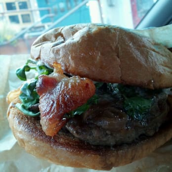 Uneeda Burger - lunch today burger with caramelized onions watercress blue cheese and bacon - Burgers Near Me - Seattle, Washington Uneeda Burger - lunch today burger with caramelized onions watercress blue cheese and bacon - Burgers Near Me - Seattle, Washington