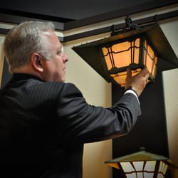 Customer selecting Gamble House fixture.