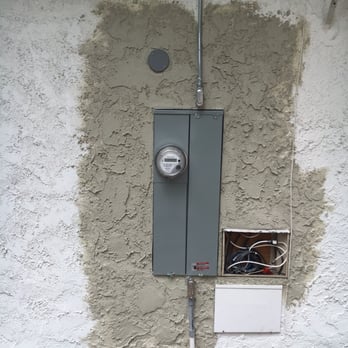 Patchwork's Plastering & Patching Specialists - Wonderful patching job after electrical panel replacement. - Stucco Services Near Me Patchwork's Plastering & Patching Specialists - Wonderful patching job after electrical panel replacement. - Stucco Services Near Me