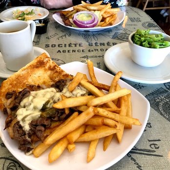 Townhouse Cafe - Bunless burger for mom and a Philly Cheesesteak sandwich for me! - New American Near Me - Harrison, Arkansas