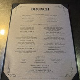 Brunch menu Brunch menu
