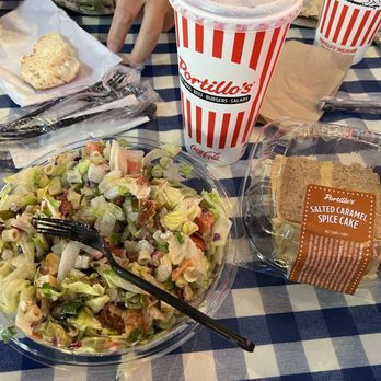 Portillo's & Barnelli's Naperville - Spicy Chicken Salad and Caramel Spice Cake - Hot Dogs Near Me - Naperville, Illinois