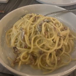 Carbonara, had them substitute the rigatoni with bucatini Carbonara, had them substitute the rigatoni with bucatini
