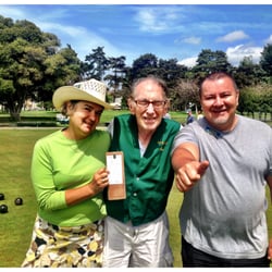 Oakland Lawn Bowling Club - Tournament winner and finalist with Tournament Director, Joe. Great day on the greens!