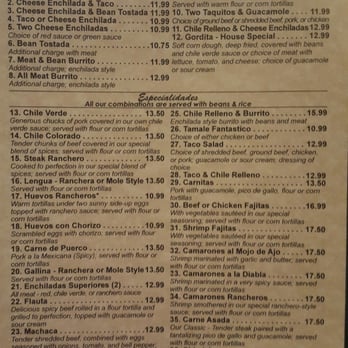 El Mexicano I - Here's the full menu - Mexican Near Me - Forest Falls, California
