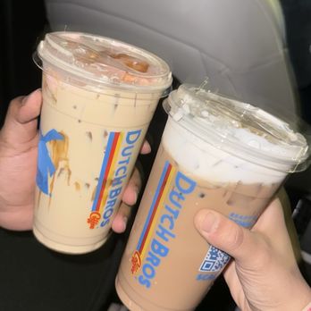 Dutch Bros Coffee - Hazelnut mocha & strawberry horchata - Juice Bars & Smoothies Near Me - Morrisville, North Carolina