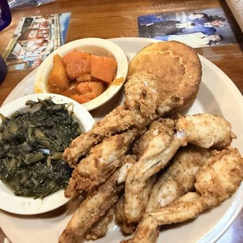 Lambert's Cafe - Ozark - Frog legs with collard greens and yams - American Near Me - Ozark, Missouri Lambert's Cafe - Ozark - Frog legs with collard greens and yams - American Near Me - Ozark, Missouri