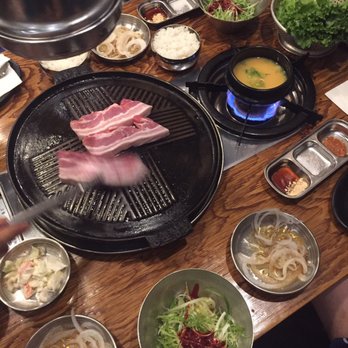 Jongro BBQ - Pork Belly for starters. SO good, all the sides were good too. - Korean Near Me - New York, New York Jongro BBQ - Pork Belly for starters. SO good, all the sides were good too. - Korean Near Me - New York, New York