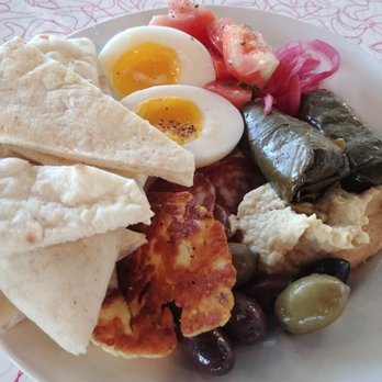 Other Side Diner - Half order of the mezze plate (might be just a happy hour special). Halloumi, stuffed grape leaves, even some salami down in there! - Diners Near Me - Portland, Maine Other Side Diner - Half order of the mezze plate (might be just a happy hour special). Halloumi, stuffed grape leaves, even some salami down in there! - Diners Near Me - Portland, Maine