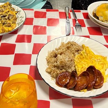 Harry's Café - Hamburger Steak Egg Cheese Omelet w/ Fried Rice; Portuguese Sausage Eggs & Fried Rice Special; Fried Rice Loco Moco - Breakfast & Brunch Near Me - Honolulu, Hawaii Harry's Café - Hamburger Steak Egg Cheese Omelet w/ Fried Rice; Portuguese Sausage Eggs & Fried Rice Special; Fried Rice Loco Moco - Breakfast & Brunch Near Me - Honolulu, Hawaii