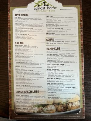 Menu photo 1 Almost Home Restaurant & Bar Greencastle, IN