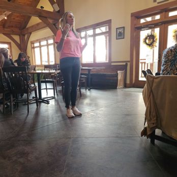 Sanders Ridge - Our hostess. Told us of the 180 year history of the family farm / operation. - Wine Tasting Room Near Me - Boonville, North Carolina