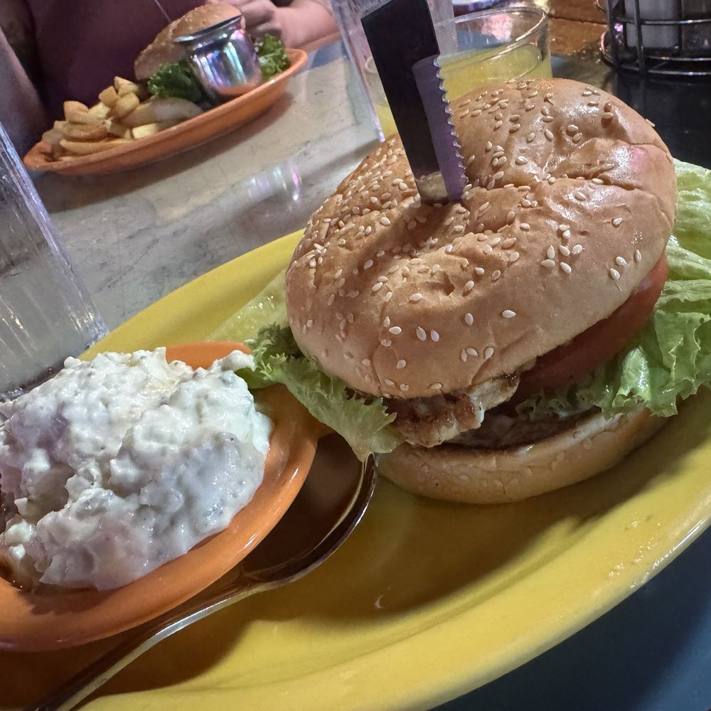 * Potato Salad * Malibu Chicken Sandwich (boneless, Skinless Chicken Breast) * Pineapple juice *