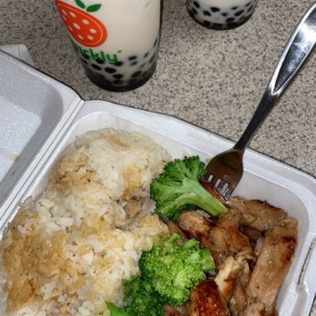 Quickly - Teriyaki Chicken, Vanilla Snow with Honey Boba, Almond Snow with Honey Boba - Bubble Tea Near Me - Merced, California