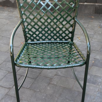 Patio Chair Care - After photo, First we sandblast old paint off, prime coat and them powder coat chair. All new vinyl strapping. Call today. - Powder Coating Near Me - Concord, California Patio Chair Care - After photo, First we sandblast old paint off, prime coat and them powder coat chair. All new vinyl strapping. Call today. - Powder Coating Near Me - Concord, California