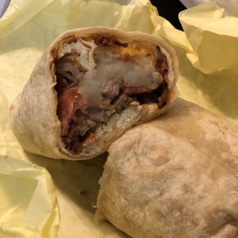 Tops Burgers - Inside a Tops Burger Breakfast Burrito - Burgers Near Me - Pasadena, California