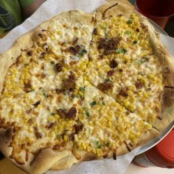Olcé Pizza Grille - Seasonal corn pizza with bacon