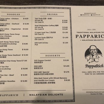 PappaRich - Menu - Malaysian Near Me - Houston, Texas PappaRich - Menu - Malaysian Near Me - Houston, Texas