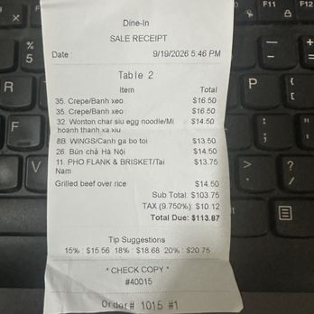Khuu Bistro - My bill - Vietnamese Near Me - Reseda, California