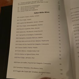 Wine list Wine list