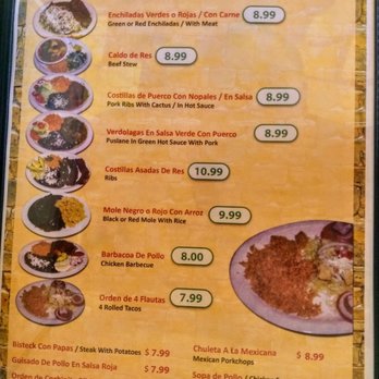 Oaxaca Restaurant - Part of menu - Mexican Near Me - Phoenix, Arizona