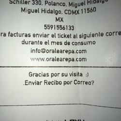 Órale Arepa - Address and phone number