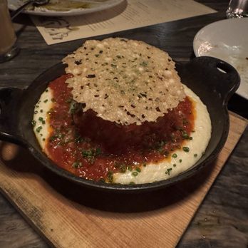 Kettner Exchange - This damned duck meatball with grits... just unfair that you only get the one even though it's softball size - Cocktail Bars Near Me - San Diego, California
