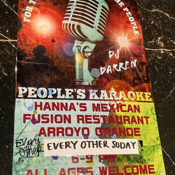 Hanna’s Restaurant - Karaoke for all every other Sunday - Burgers Near Me - Arroyo Grande, California Hanna’s Restaurant - Karaoke for all every other Sunday - Burgers Near Me - Arroyo Grande, California
