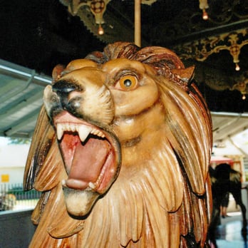 Kit Carson County Carousel - The Lion of the carousel--photo by the author - Carousels Near Me - Burlington, Colorado