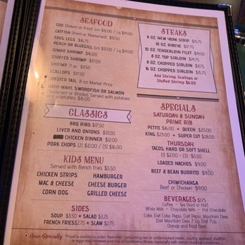 Wayside Inn - the menu of the restaurant - American Near Me - Jefferson, Wisconsin