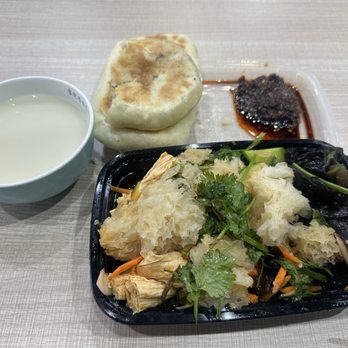 Yuan Food - Bread with meat and vegetables and mushroom and tofu plate with soy milk. - Chinese Near Me - Plano, Texas Yuan Food - Bread with meat and vegetables and mushroom and tofu plate with soy milk. - Chinese Near Me - Plano, Texas