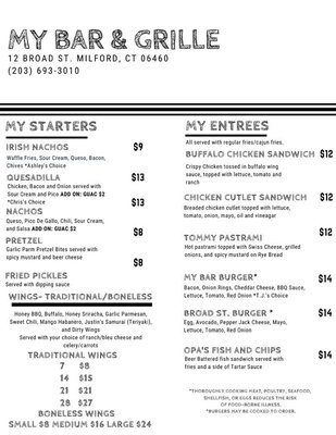 Menu photo 4 My Bar & Grille Milford, CT