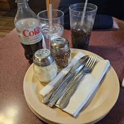 Jimmies Pizza - West Harford - Love that bottled diet coke! Plates perfect for the kiddos too .