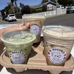 Iced lavender matcha latte, iced maple latte, iced pumpkin spice latte with pumpkin cold foam Iced lavender matcha latte, iced maple latte, iced pumpkin spice latte with pumpkin cold foam