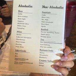 Drink menu Drink menu