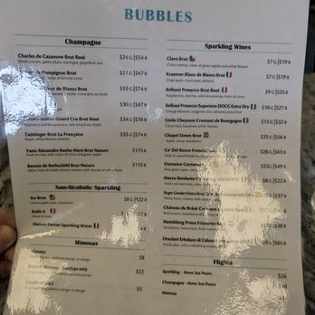Pop & Pour - Bubble menu - Wine Bars Near Me - Colleyville, Texas