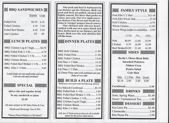 Menu photo 2 Becky's BBQ Middletown, RI