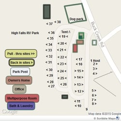 High Falls RV Park - Map of our sites.